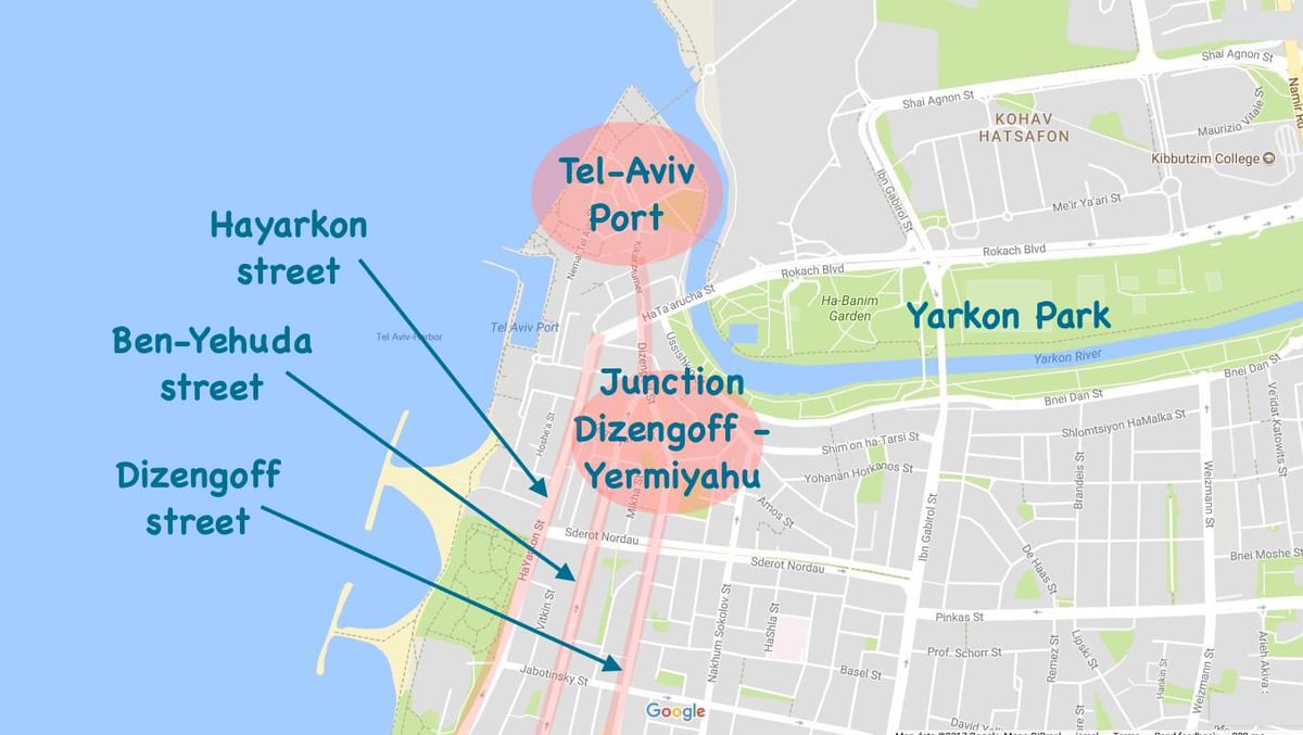 פארק הירקון מפה