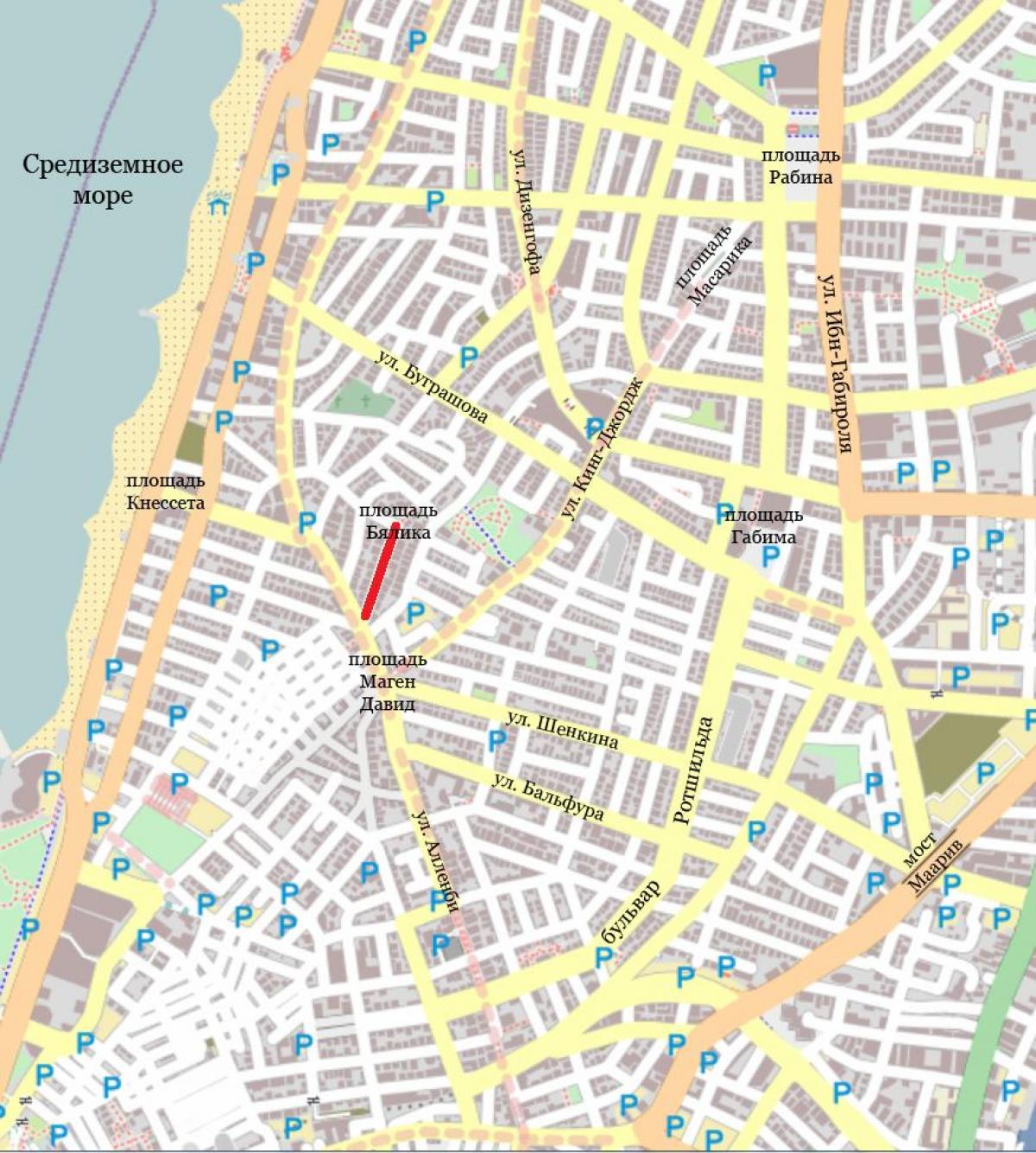 מפת רחובות של העיר תל אביב ישראל