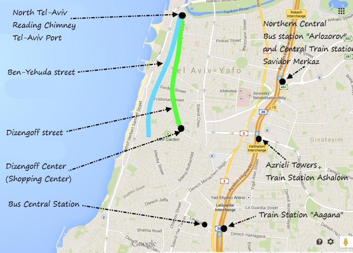 מפה של תל אביב תחבורה ציבורית
